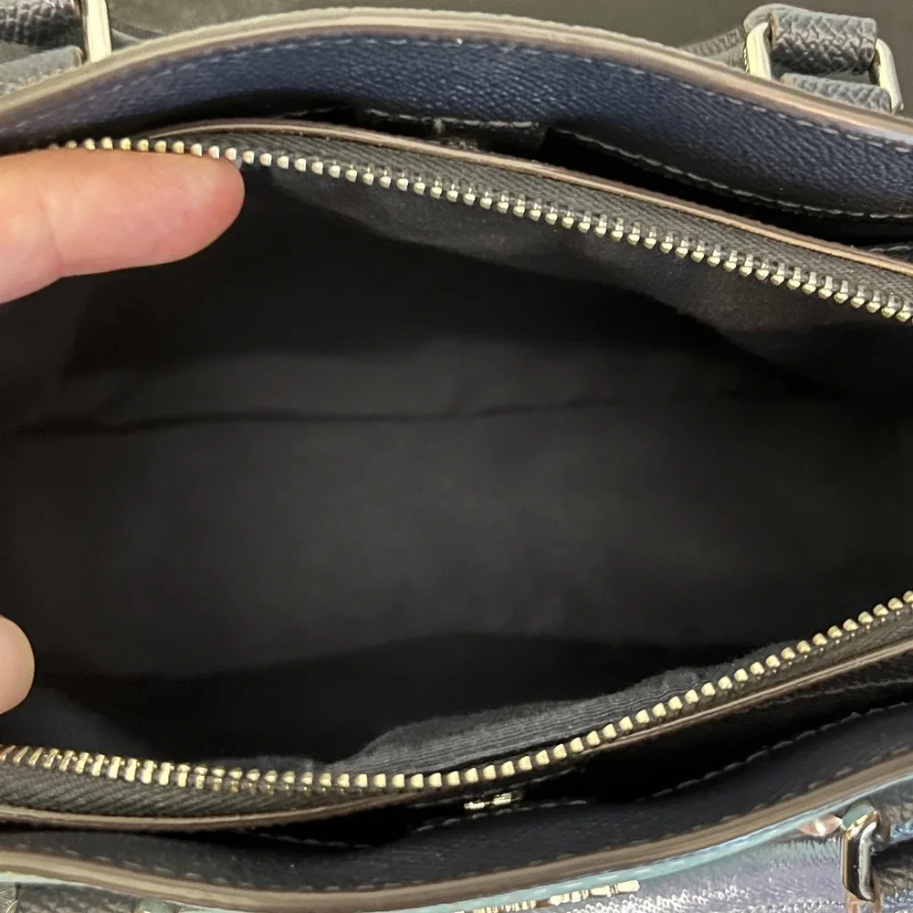 Coach Mini Sage‎ Carryall Colorblock Satchel Light Blue Navy Blue Style F73115
